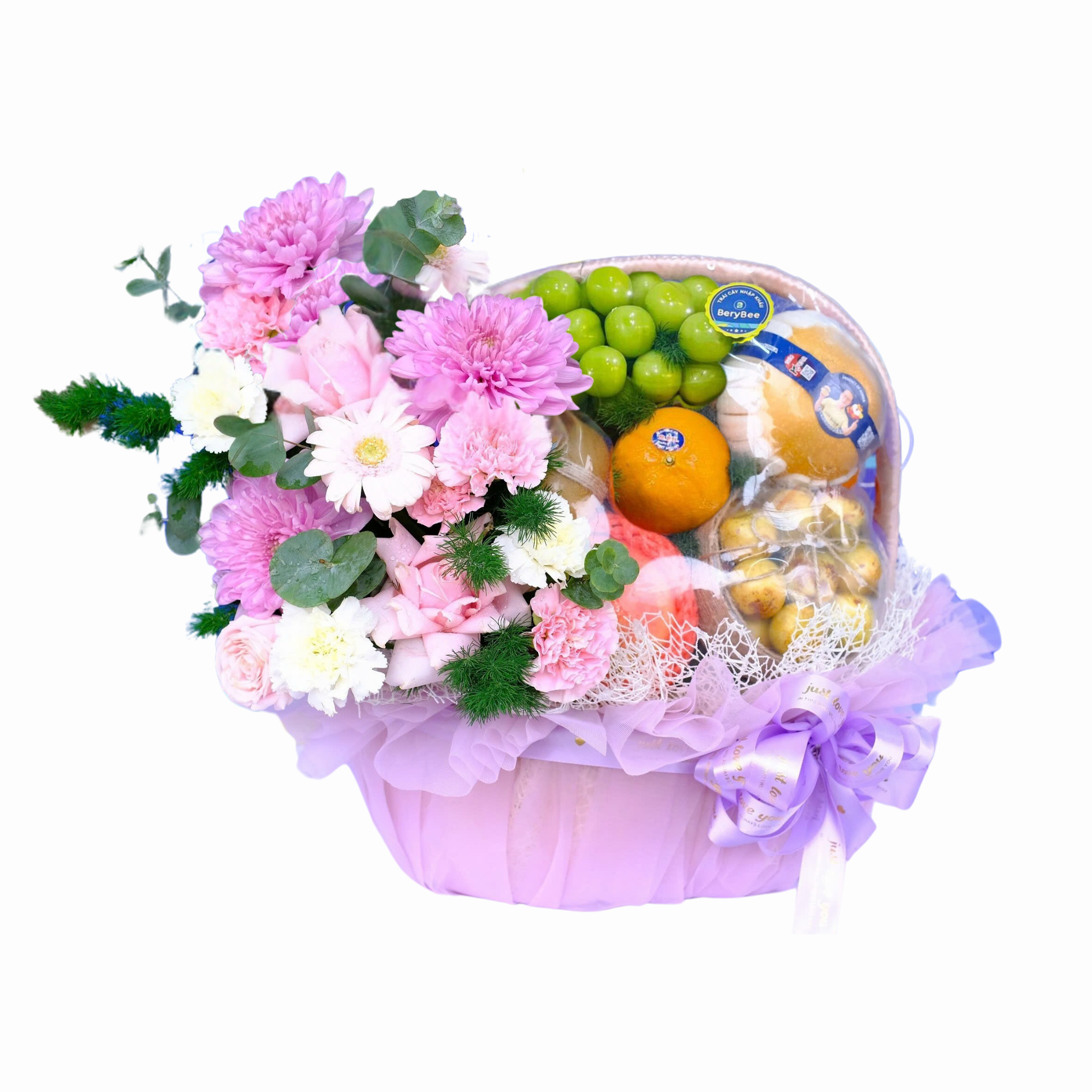 GIỎ QUÀ TRÁI CÂY KÈM HOA TƯƠI